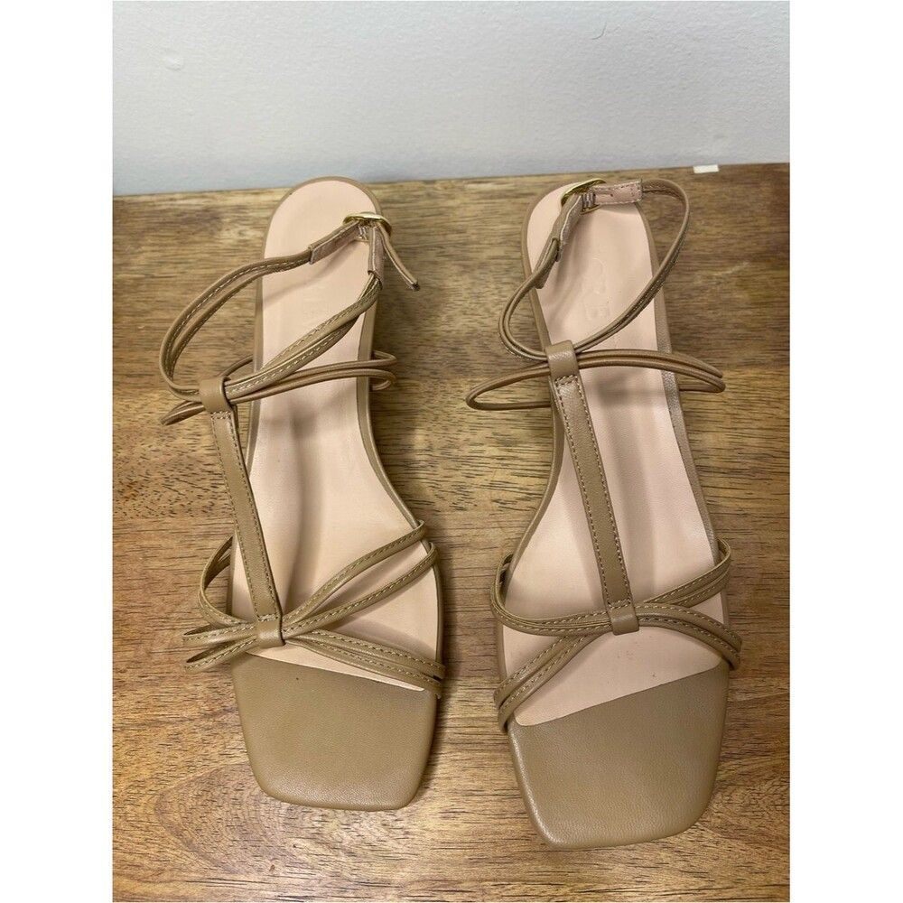 J. Crew Strappy Kitten Heel Leather Sandals Caramel Frappe Size 8 CH314 - Picture 6 of 16